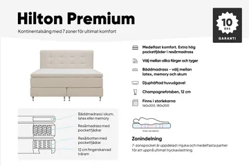 Hilton Premium Komplett Sängpaket 160x200 cm Kontinentalsäng med Sänggavel - Ljusbeige Bouclé - Möbler - Säng - Kontinentalsäng