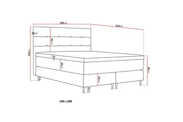 Hilton Premium Komplett Sängpaket 160x200 cm Kontinentalsäng med Sänggavel - Ljusbeige Tyg - Möbler - Säng - Kontinentalsäng