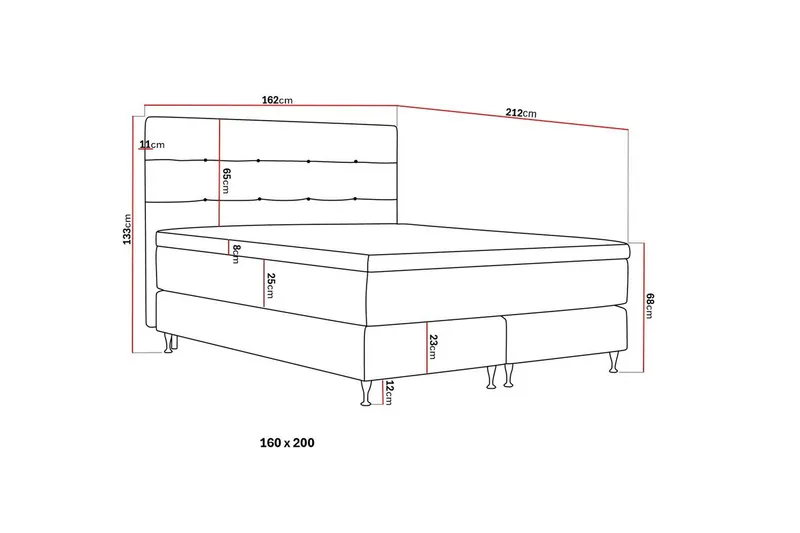 Hilton Premium Komplett Sängpaket 160x200 cm Kontinentalsäng med Sänggavel - Ljusbeige Tyg - Möbler - Säng - Kontinentalsäng