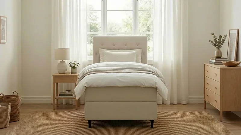 Hilton Plus Komplett Sängpaket med Förvaring 90x200 cm - Ljusbeige - Möbler - Säng - Säng med förvaring