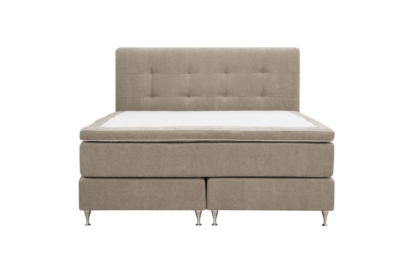 Hilton Premium Komplett Sängpaket 160x200 cm Kontinentalsäng med Sänggavel, Ljusbrun Tyg