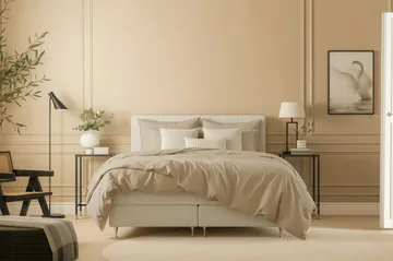 Hilton Premium Kontinentalsäng 180x200 cm - Ljusbeige Tyg - Möbler - Säng - Kontinentalsäng