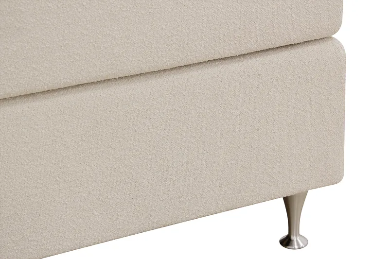 Hilton Premium Komplett Sängpaket 160x200 cm Kontinentalsäng med Sänggavel - Ljusbeige Bouclé - Möbler - Säng - Kontinentalsäng