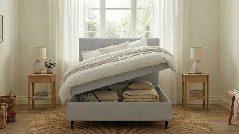 Hilton Plus Komplett Sängpaket med Förvaring 120x200 cm - Grå - Möbler - Säng - Säng med förvaring