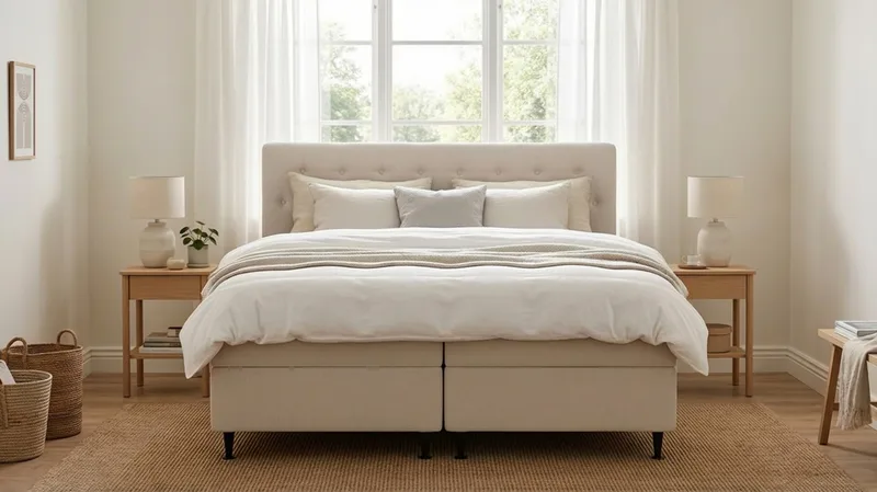 Hilton Plus Komplett Sängpaket med Förvaring 160x200 cm - Ljusbeige - Möbler - Säng - Säng med förvaring