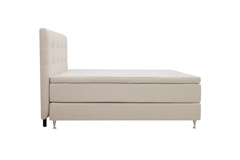 Hilton Premium Komplett Sängpaket 160x200 cm Kontinentalsäng med Sänggavel - Ljusbeige Bouclé - Möbler - Säng - Kontinentalsäng