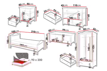 Hilts Möbelset För Sovrum - Brun/Beige - Möbler - Säng - Möbelset för sovrum