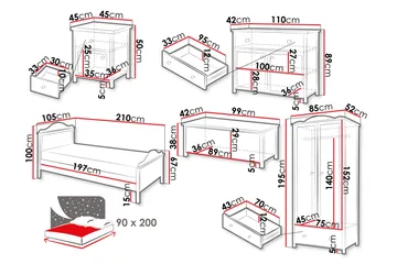 Hilts Möbelset För Sovrum - Brun/Beige - Möbler - Säng - Möbelset för sovrum