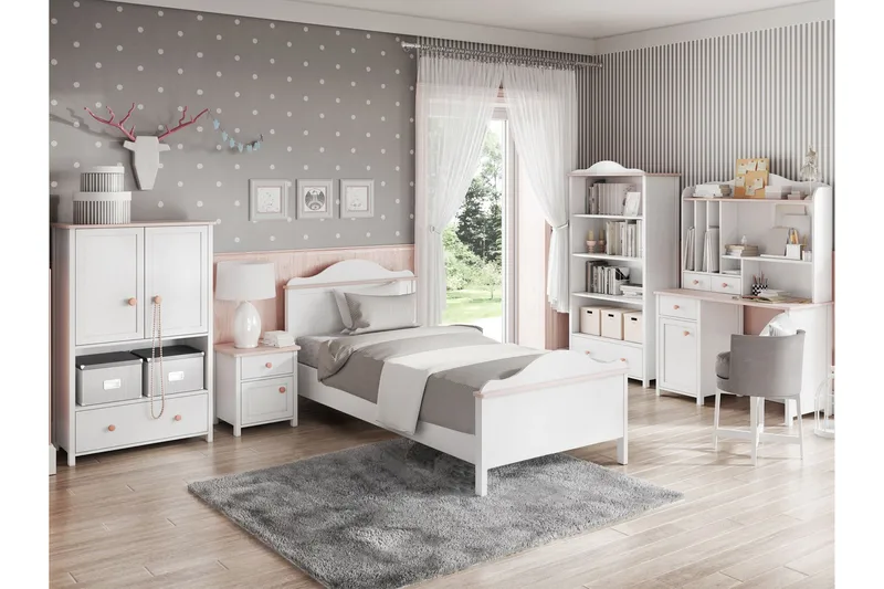 Hilts Möbelset För Sovrum - Vit/Rosa - Möbler - Säng - Möbelset för sovrum