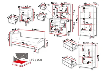 Hilts Möbelset För Sovrum - Vit/Rosa - Möbler - Säng - Möbelset för sovrum