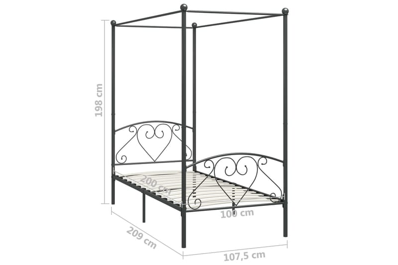 Himmelsäng grå metall 100x200 cm - Grå - Himmelsäng Himmelsäng grå metall 100x200 cm - Grå - Himmelsäng
