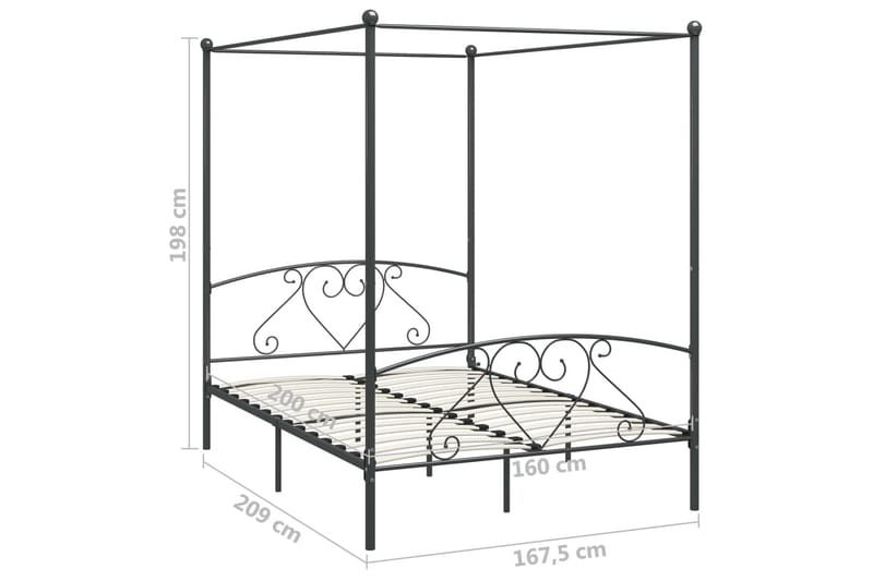 Himmelsäng grå metall 160x200 cm - Grå - Himmelsäng Himmelsäng grå metall 160x200 cm - Grå - Himmelsäng