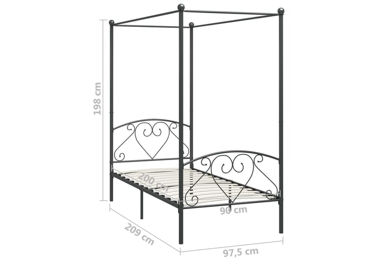Himmelsäng gr�å metall 90x200 cm - Grå - Himmelsäng