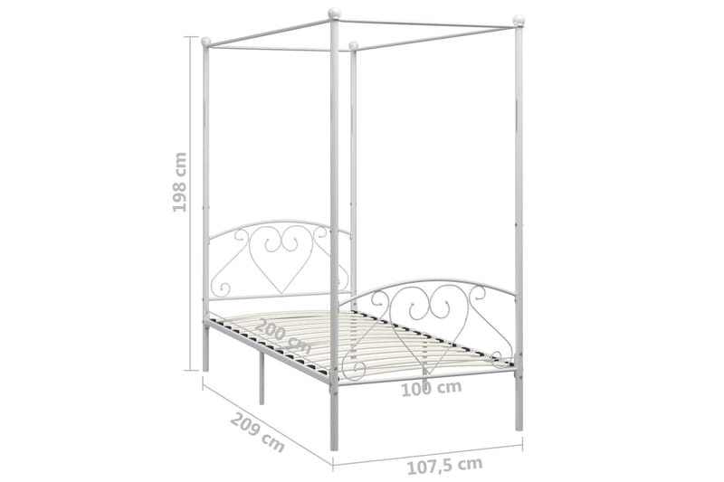 Himmelsäng vit metall 100x200 cm - Vit - Himmelsäng Himmelsäng vit metall 100x200 cm - Vit - Himmelsäng