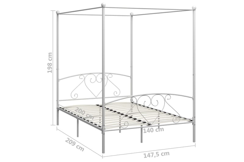 Himmelsäng vit metall 140x200 cm - Vit - Himmelsäng