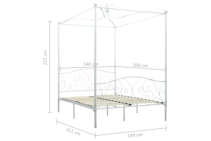 Himmelsäng vit metall 140x200 cm - Vit - Himmelsäng Himmelsäng vit metall 140x200 cm - Vit - Himmelsäng