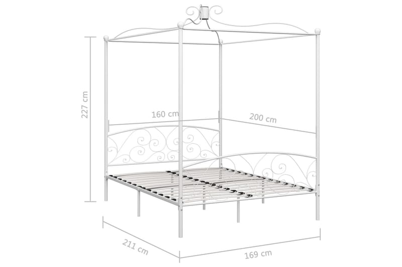 Himmelsäng vit metall 160x200 cm - Vit - Himmelsäng