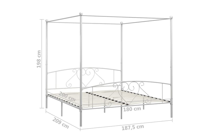 Himmelsäng vit metall 180x200 cm - Vit - Himmelsäng
