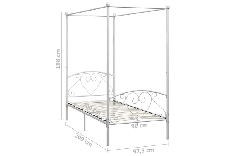 Himmelsäng vit metall 90x200 cm - Vit - Himmelsäng