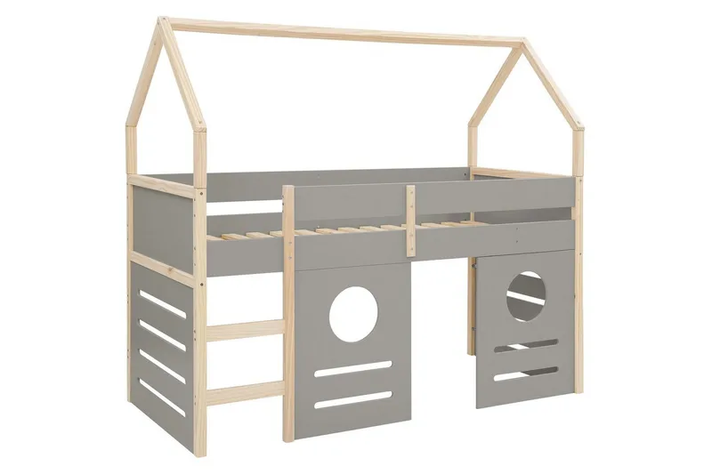 Himmelsäng Square Line med panel Grå, Grå