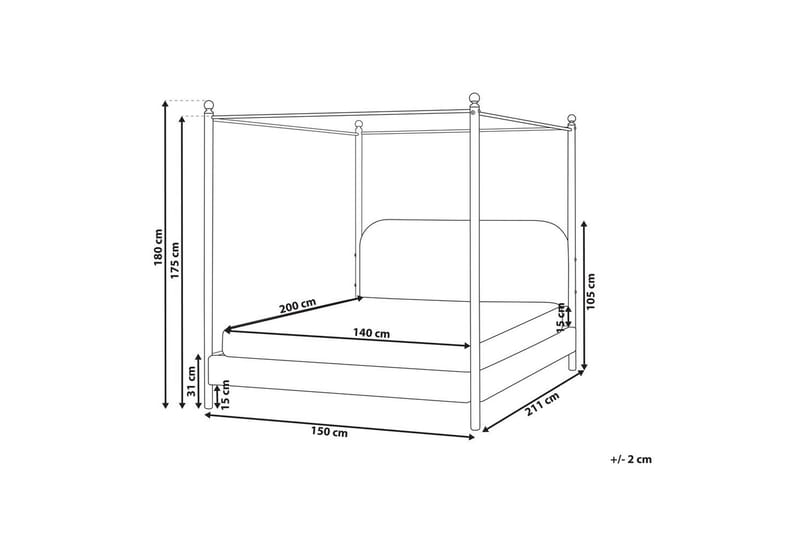 Himmelssäng Dannemois - Vit, Svart, 140x200 cm - Möbler - Säng - Himmelsäng