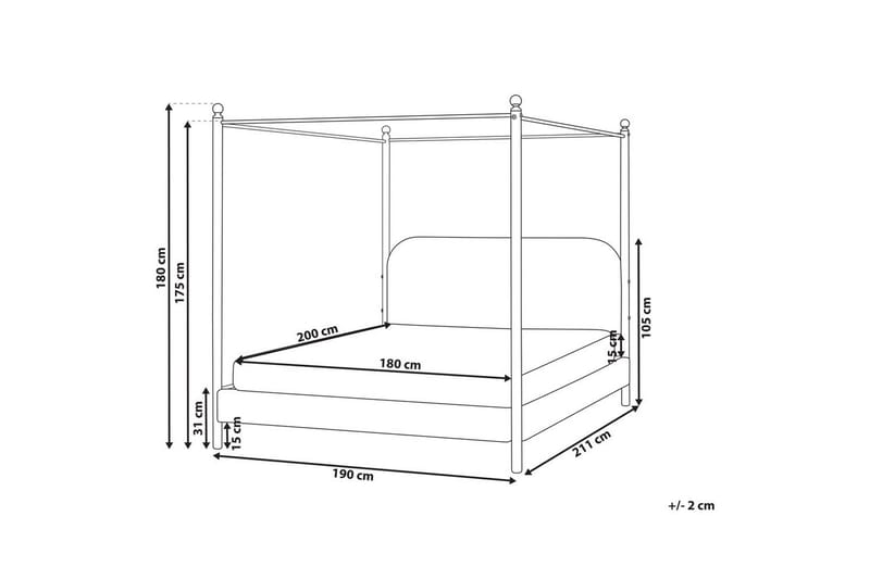 Himmelssäng Dannemois - Vit, Svart, 180x200 cm - Möbler - Säng - Himmelsäng