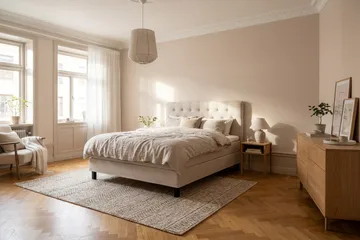 HVILA Classic Komplett Sängpaket 140x200 cm Kontinentalsäng med diamant sänggavel - Beige - Möbler - Säng - Kontinentalsäng