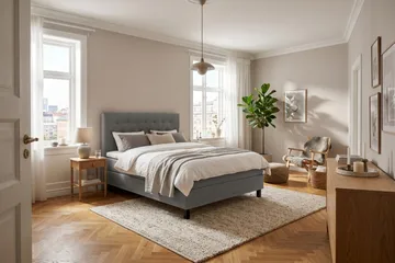 HVILA Classic Komplett Sängpaket 140x200 cm Kontinentalsäng med diamant sänggavel - Grå - Möbler - Säng - Kontinentalsäng