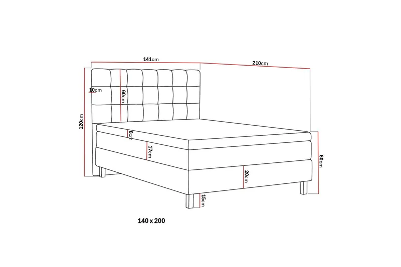 HVILA Classic Komplett Sängpaket 140x200 cm Kontinentalsäng med rutad sänggavel - Grön - Möbler - Säng - Kontinentalsäng
