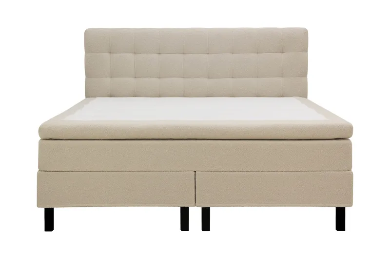 HVILA Classic Komplett Sängpaket 160x200 cm Kontinentalsäng med rutad sänggavel - Beige / Teddy - Möbler - Säng - Kontinentalsäng