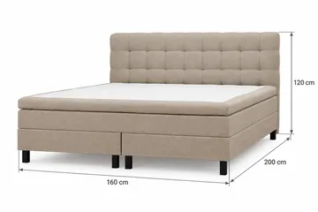 HVILA Classic Komplett Sängpaket 160x200 cm Kontinentalsäng med rutad sänggavel - Beige - Möbler - Säng - Kontinentalsäng