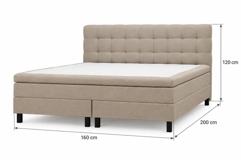 HVILA Classic Komplett Sängpaket 160x200 cm Kontinentalsäng med rutad sänggavel - Beige - Möbler - Säng - Kontinentalsäng