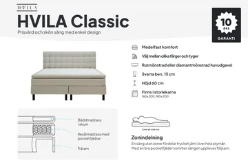 HVILA Classic Komplett Sängpaket 160x200 cm Kontinentalsäng med rutad sänggavel - Beige - Möbler - Säng - Kontinentalsäng