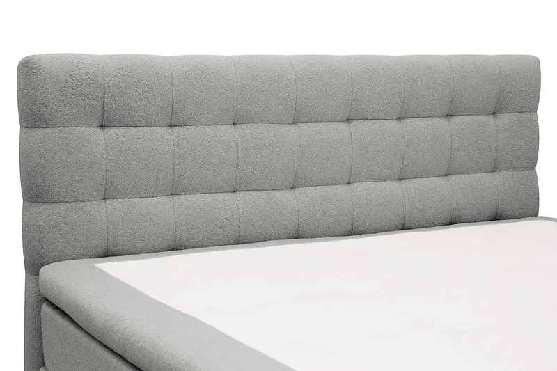 HVILA Classic Komplett Sängpaket 160x200 cm Kontinentalsäng med rutad sänggavel - Grå / Teddy - Möbler - Säng - Kontinentalsäng
