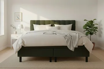 HVILA Classic Komplett Sängpaket 160x200 cm Kontinentalsäng med rutad sänggavel - Grön - Möbler - Säng - Kontinentalsäng
