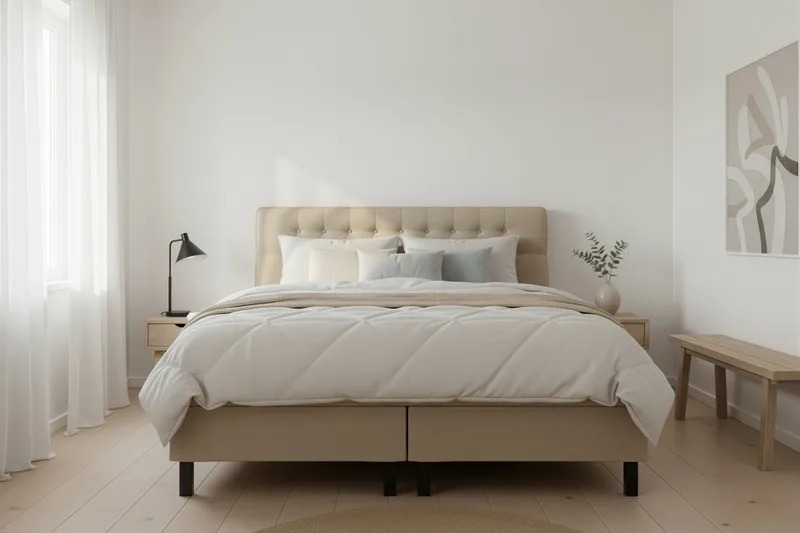 HVILA Classic Komplett Sängpaket 180x200 cm Kontinentalsäng med diamant sänggavel - Beige - Möbler - Säng - Kontinentalsäng