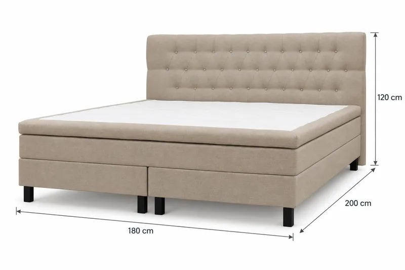 HVILA Classic Komplett Sängpaket 180x200 cm Kontinentalsäng med diamant sänggavel - Beige - Möbler - Säng - Kontinentalsäng