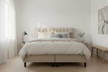 HVILA Classic Komplett Sängpaket 180x200 cm Kontinentalsäng med diamant sänggavel - Beige - Möbler - Säng - Kontinentalsäng