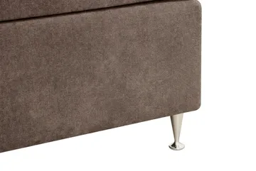 HVILA Lyx Komplett Sängpaket 160x200 cm Kontinentalsäng med knappad sänggavel i chenille - Mörkbrun - Möbler - Säng - Kontinentalsäng