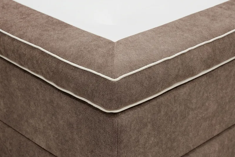 HVILA Lyx Komplett Sängpaket 160x200 cm Kontinentalsäng med knappad sänggavel i chenille - Mörkbrun - Möbler - Säng - Kontinentalsäng