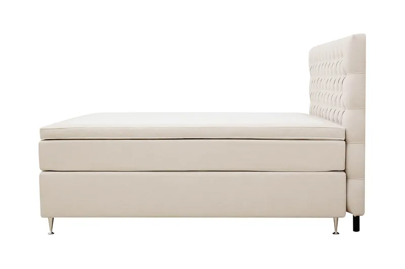 HVILA Lyx Komplett Sängpaket 160x200 cm Kontinentalsäng med knappad sänggavel - Ljusbeige - Möbler - Säng - Kontinentalsäng