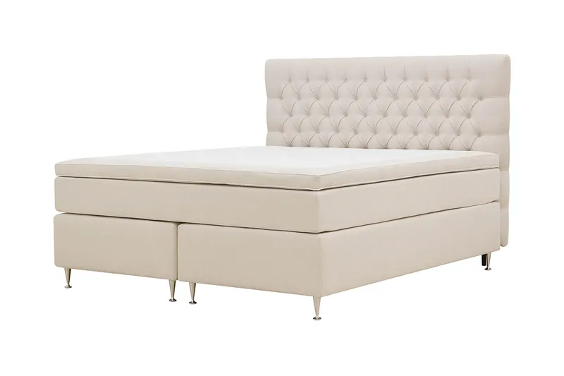 HVILA Lyx Komplett Sängpaket 160x200 cm Kontinentalsäng med knappad sänggavel - Ljusbeige - Möbler - Säng - Kontinentalsäng