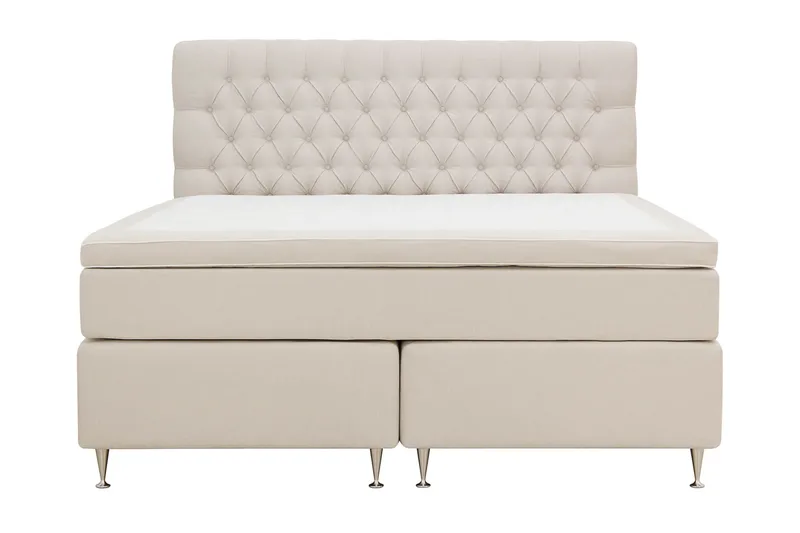 HVILA Lyx Komplett Sängpaket 160x200 cm Kontinentalsäng med knappad sänggavel, Ljusbeige