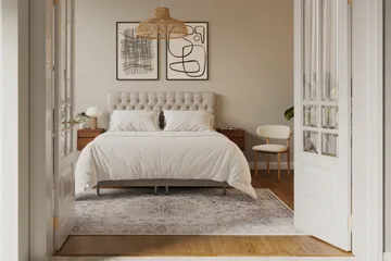 HVILA Lyx Komplett Sängpaket 180x200 cm Kontinentalsäng med knappad sänggavel - Beige - Möbler - Säng - Kontinentalsäng
