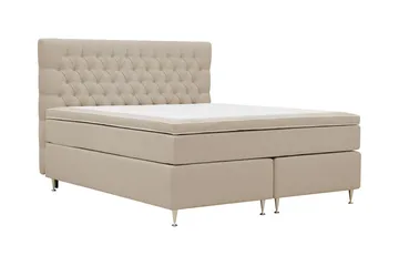 HVILA Lyx Komplett Sängpaket 180x200 cm Kontinentalsäng med knappad sänggavel - Beige - Möbler - Säng - Kontinentalsäng