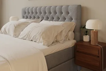 HVILA Lyx Komplett Sängpaket 180x200 cm Kontinentalsäng med knappad sänggavel - Grå - Möbler - Säng - Kontinentalsäng