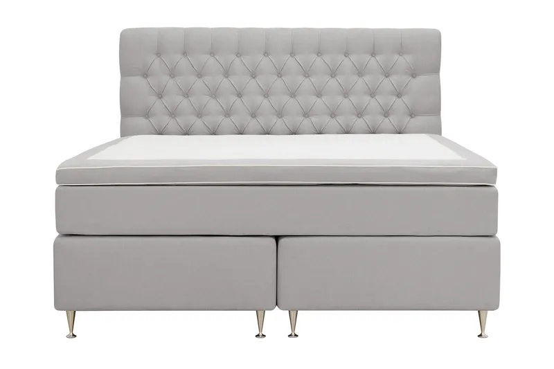 HVILA Lyx Komplett Sängpaket 180x200 cm Kontinentalsäng med knappad sänggavel - Grå - Möbler - Säng - Kontinentalsäng