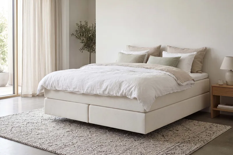HVILA Svävande Komplett Sängpaket 180x200 cm Bäddmadrass i Polyesterskum med Tvättbar klädesel - Mjuk/Medium - Möbler - Säng - Ramsäng