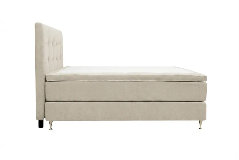 HVILA Premium Komplett Sängpaket 180x200 cm Kontinentalsäng med Sänggavel - Beige Tyg - Möbler - Säng - Kontinentalsäng