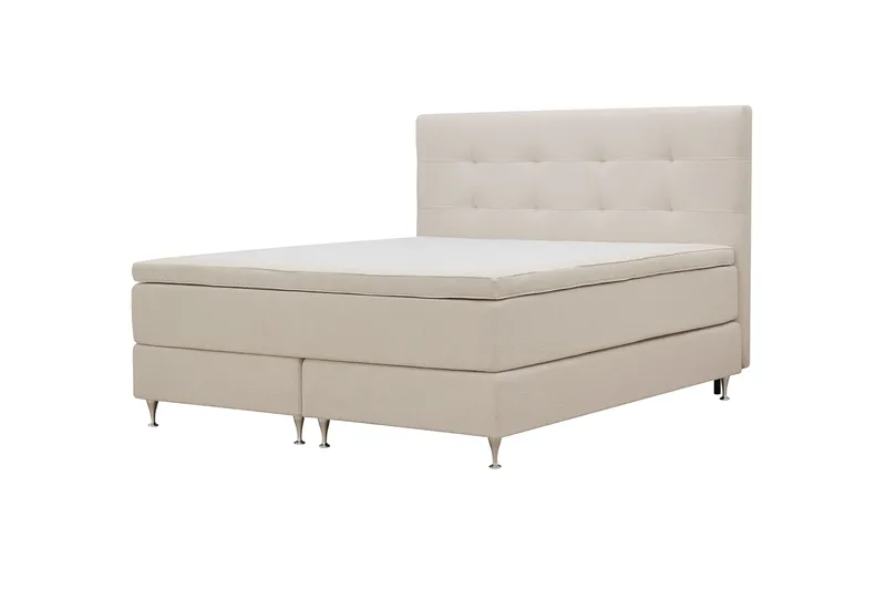 HVILA Premium Komplett Sängpaket 180x200 cm Kontinentalsäng med Sänggavel - Ljusbeige Bouclé - Möbler - Säng - Kontinentalsäng